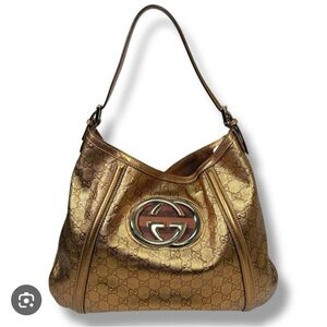 Gucci Metallic Guccissima Brit Shoulder Bag